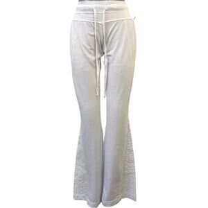 NWT Pink Lotus Flare Leg Lounge Pants Women's Size XS White